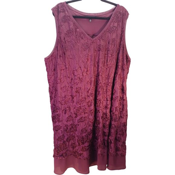 Simply Vera Wang Plum Burnout Velvet Sleeveless Dress Size 2X Dark Romantic - Picture 1 of 10